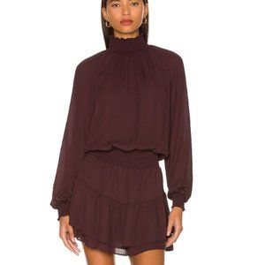 krisa Smocked Turtleneck Dress in Burnt (Medium)